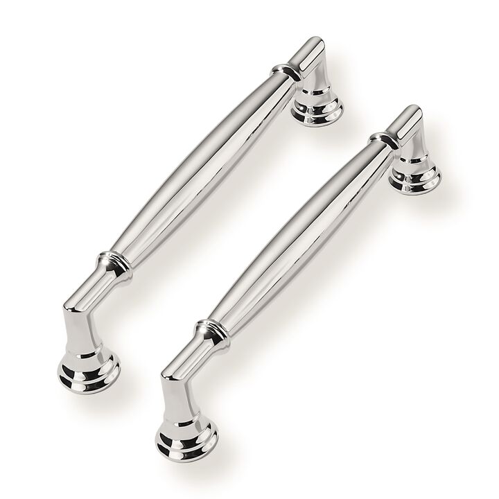 CABDM 2 Pack 5 Inch Hole Center Polished Nickel Cabinet Pulls Heavy Duty Solid Round Cabinet Pulls Kitchen Cabinet Hardware for