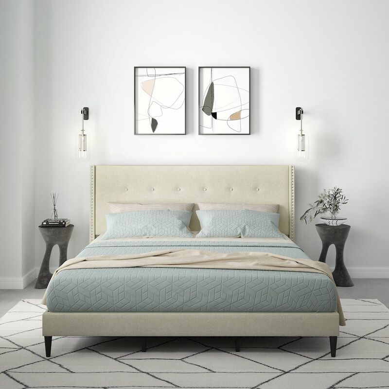 Rize Home Upholstered Complete Bed King Beige image number 4