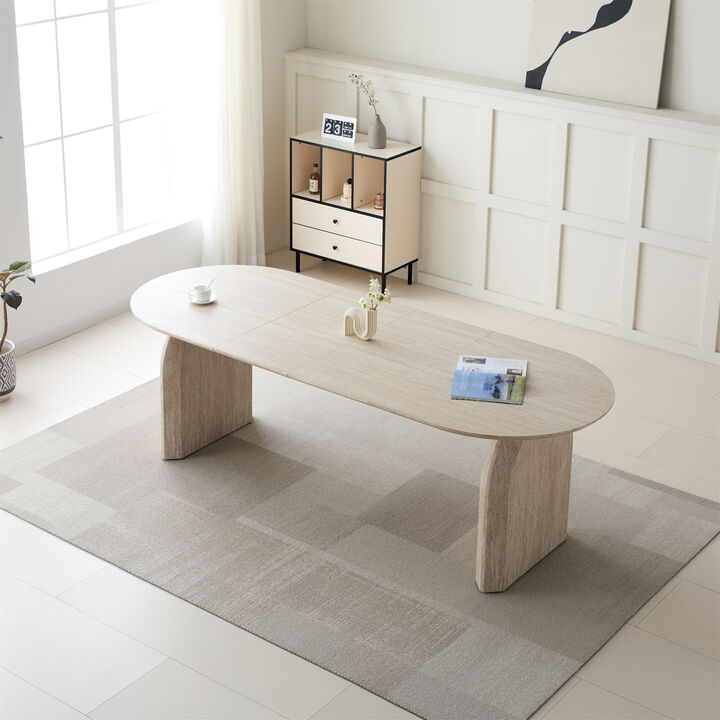 Modern Oval Wood Extendable Dining Table Kitchen Table