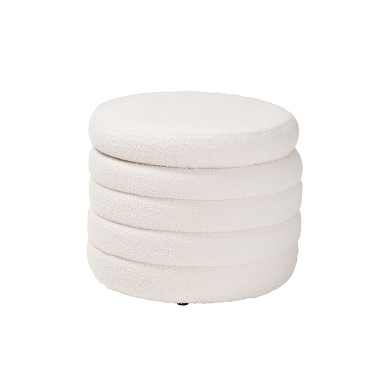 Baxton Studio Tabitha Modern and Contemporary Ivory Boucle Upholstered Storage Ottoman