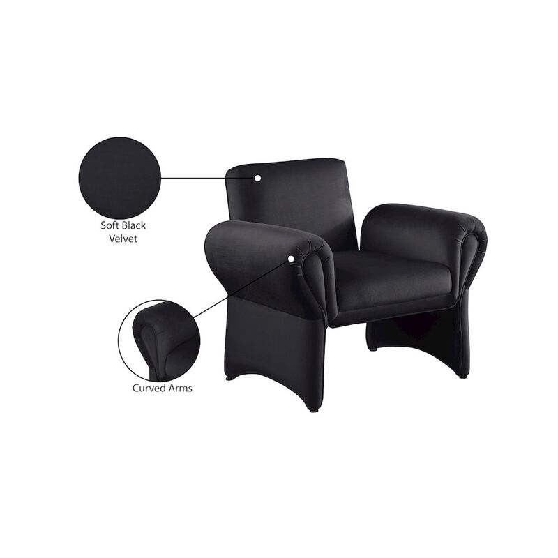 Meridian Furniture Fleurette Black Velvet Accent Chair