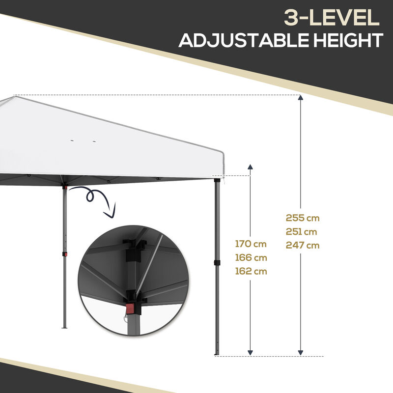 Outsunny 9.7' x 9.7' Pop Up Canopy with Sidewalls, Portable Canopy Tent with 2 Mesh Windows, Reflective Strips, Carry Bag for Events, Outdoor Party, Vendor Canopy, White