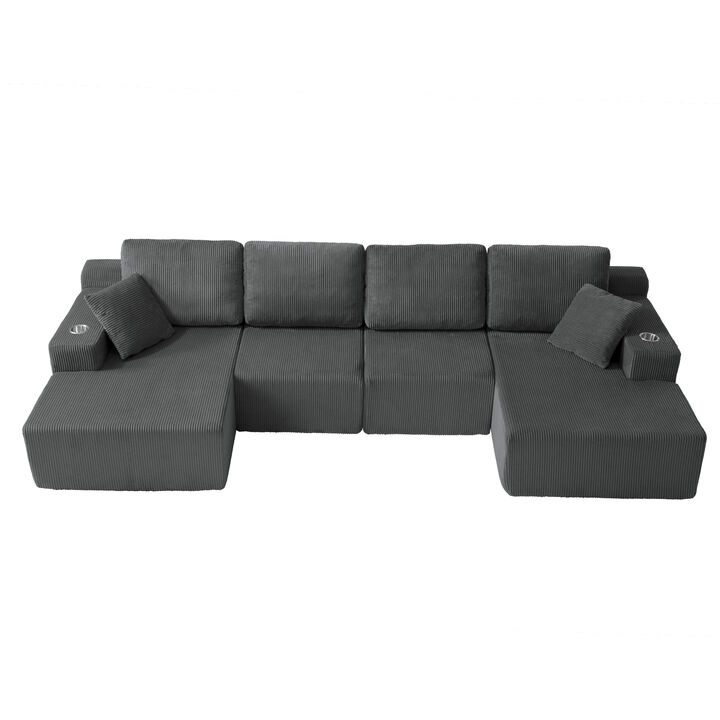 Cleblu 130" U-Shaped Modular Sectional Sofa