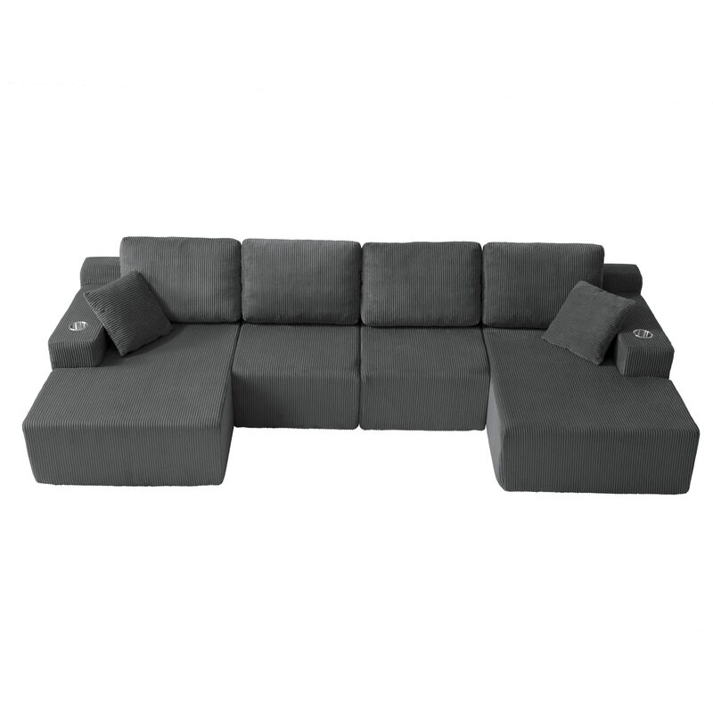 Cleblu 130" U-Shaped Modular Sectional Sofa image number 0