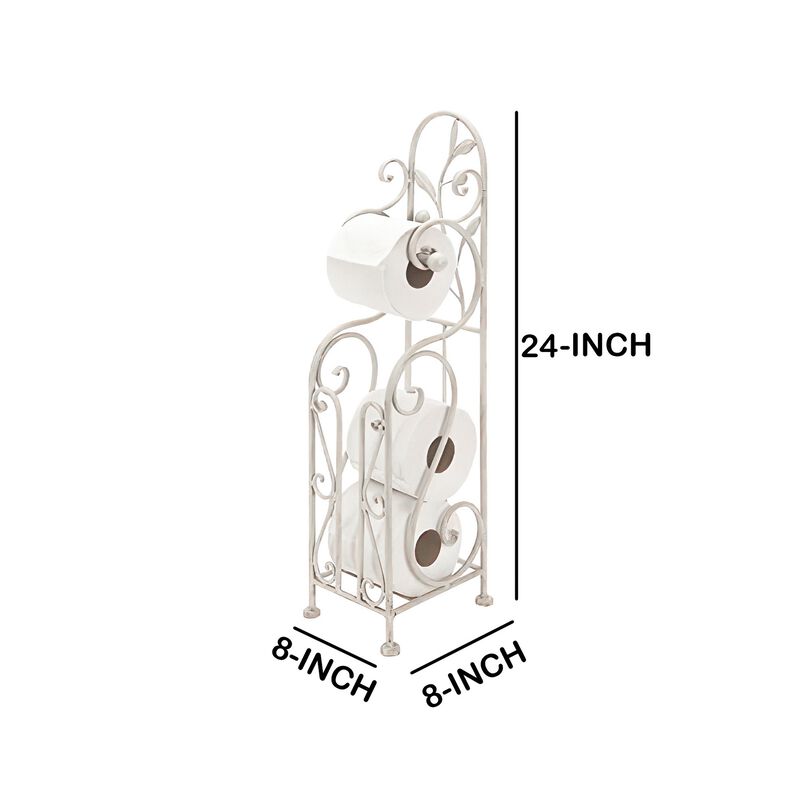 Noe Benzara Classic Free standing Metal Toilet Paper Holder, Off White image number 4
