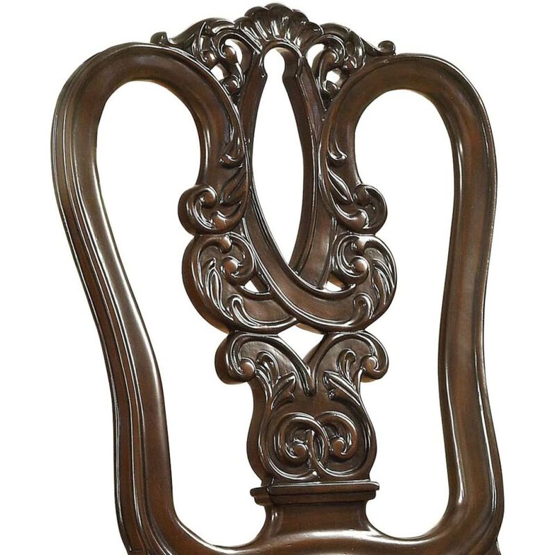 Streamdale Intricate Brown Cherry Side Chairs Set