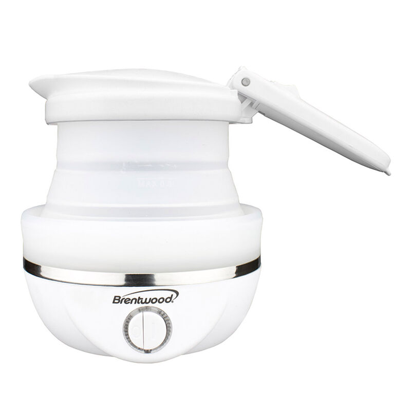 Brentwood Dual Voltage 3.3 Cup Collapsible Travel Kettle in White