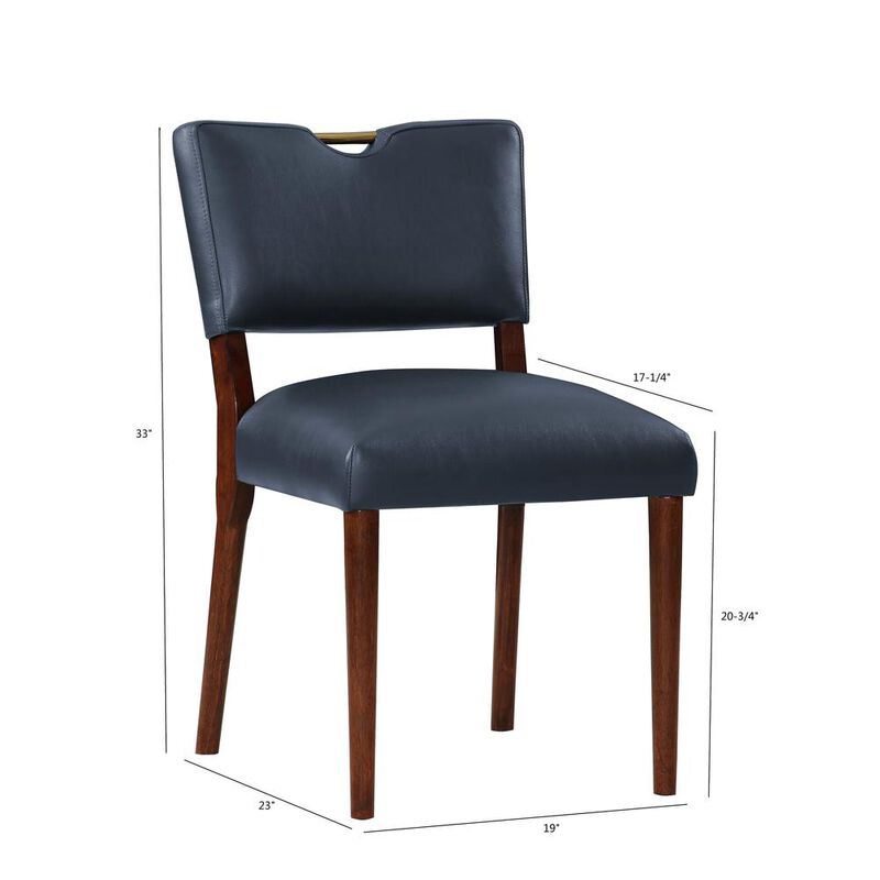 Comfort Pointe Bonito Midnight Blue Faux Leather Dining Chair - Set of 2
