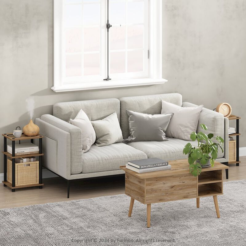 Just 3-Tier Turn-N-Tube USB and Type-C Charging Port End Table, Set of 2