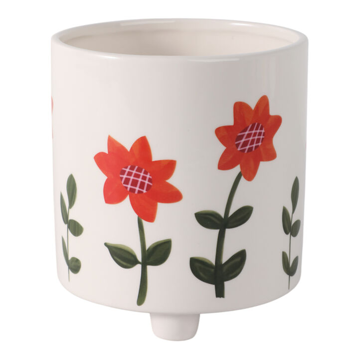 6" Footed Hand Painted Planter, Multi