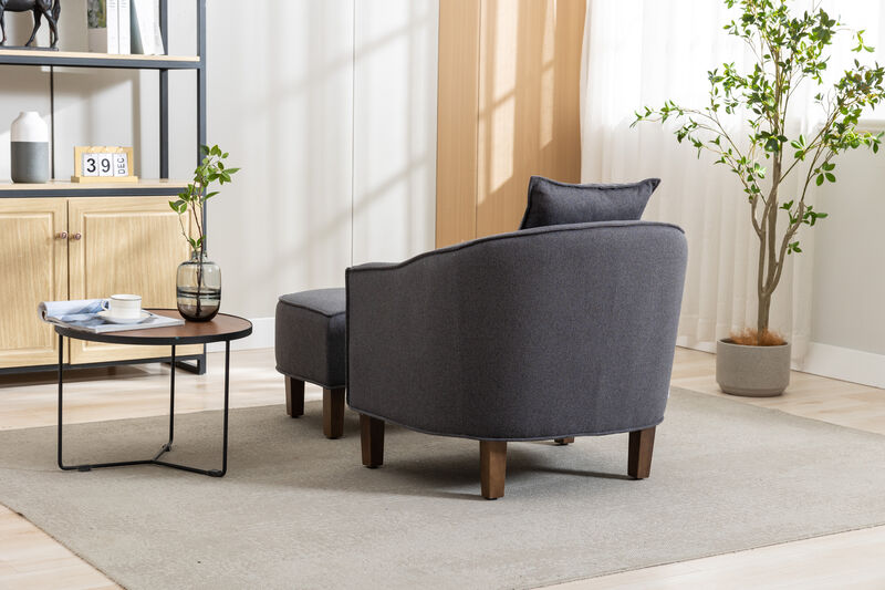 Streamdale Mid-Century Barrel Accent Chair with Ottoman