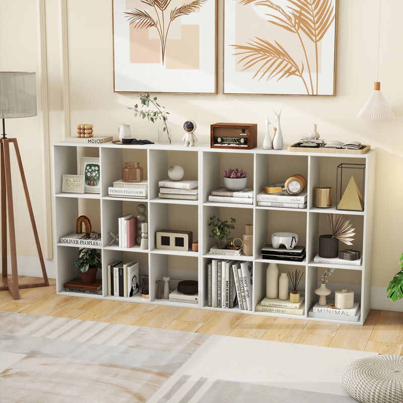 9 Cube Bookshelf with Back Guardrail for Living Room Bedroom