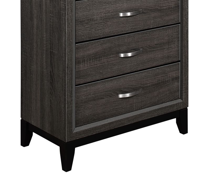 Streamdale Gray Contemporary Chest of Drawers with Polished Chrome Pulls