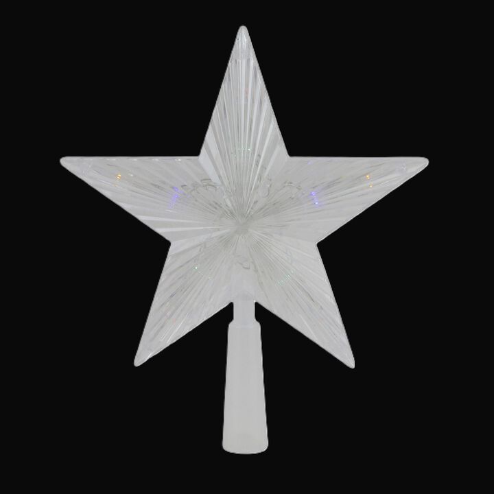 8" Pre-Lit Clear Crystal Star Christmas Tree Topper - Multicolor LED Lights