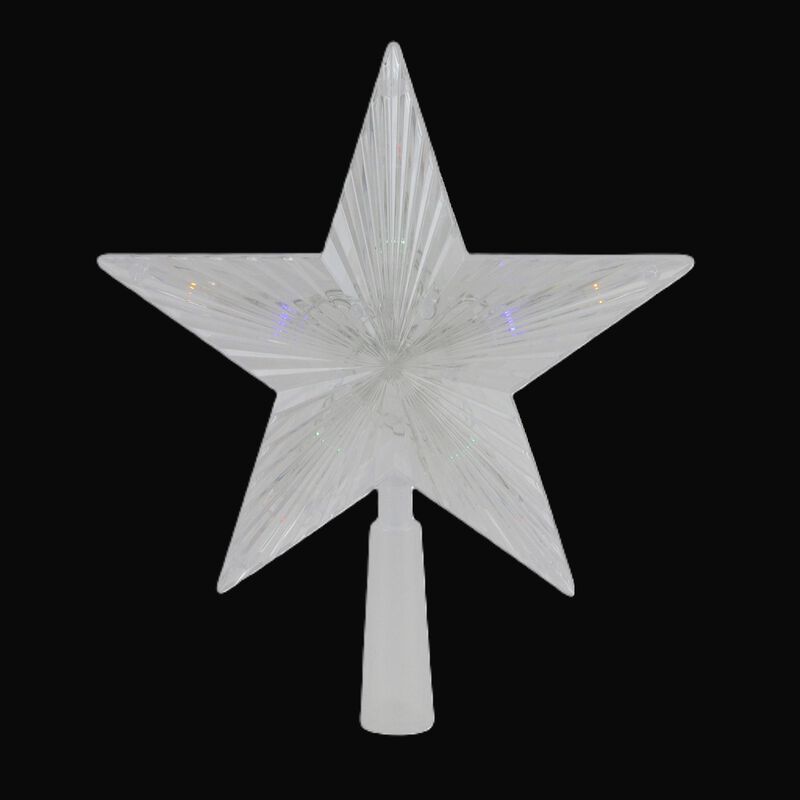 8" Pre-Lit Clear Crystal Star Christmas Tree Topper - Multicolor LED Lights image number 1