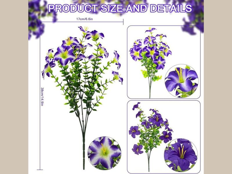 16 Piece Purple Artificial Outdoor Plants UV Resistant Garden Porch Decor image number 2