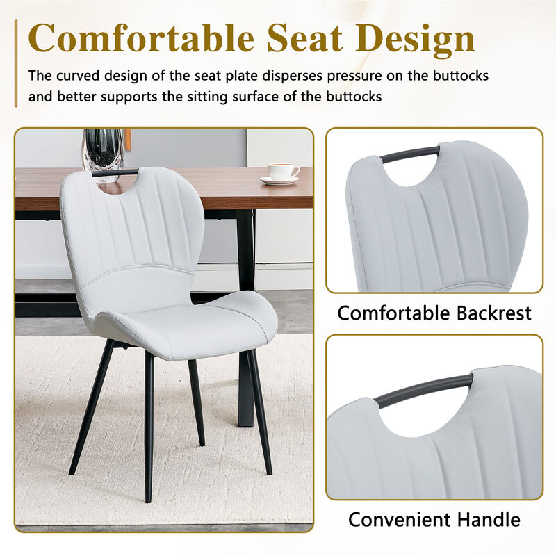 Whisen Set of 4 Upholstered Dining Chairs with Metal Handle, Fabric & Metal Frame, Ergonomic Accent Chairs for Dining Room, Living Room, Office image number 4