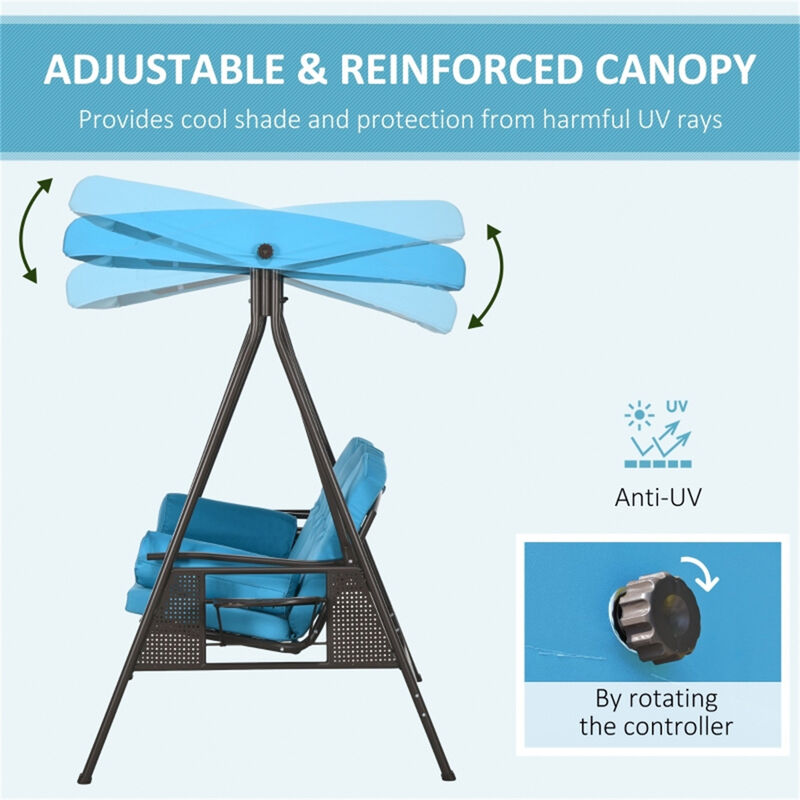 Adjustable Canopy 3-Seat Patio Swing for Relaxing Outdoors