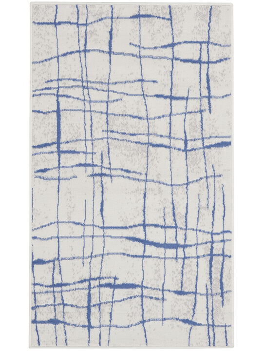 Whimsicle WHS09 Ivory/Blue 3' x 5' Rug