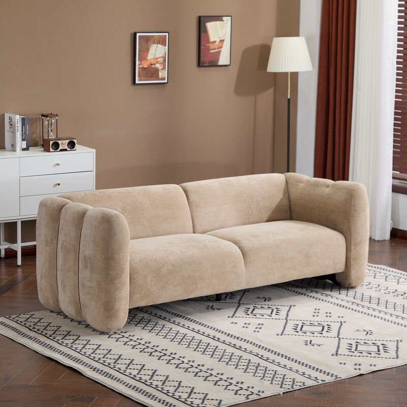 Merax 3-Seater Curved Upholstered Loveseat image number 1