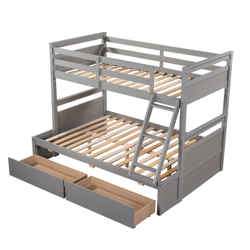 Whisen Twin over Full Bunk Bed with 2-Storage Drawers - White