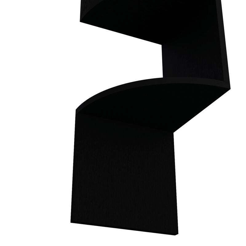 Roy Corner Floating Shelf, Modern 4-Tier Display, Black