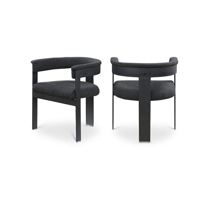 Meridian Furniture Romeo Black Boucle Fabric Dining Chair, Set of 2