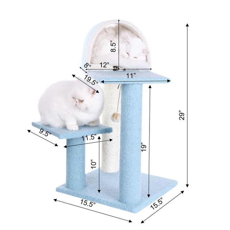 Armarkat 29 Real Wood Cat Tree With Scratcher And Tunnel For Squeeze