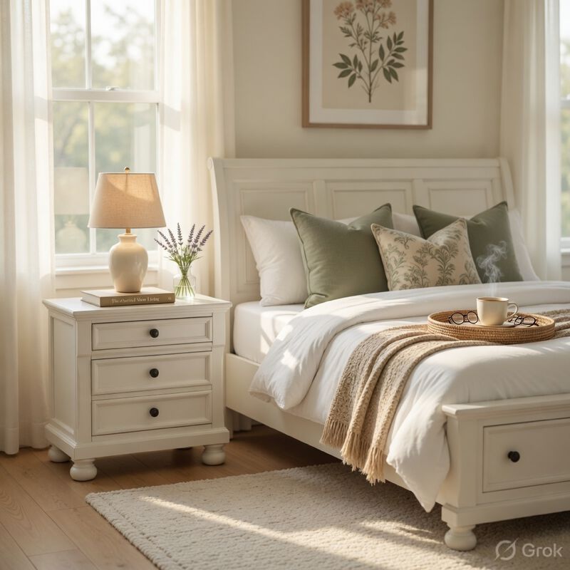 Queen Size Bedroom Set, White Finish, Storage Bed with Drawers, 2-Piece Set with Bed and Nightstand image number 1