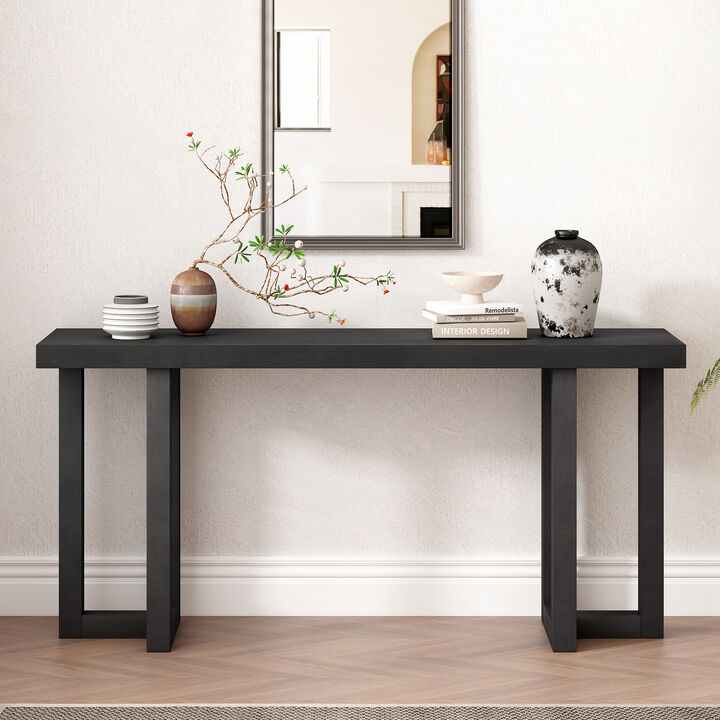 Merax U_STYLE Geometric Design Console Table with Solid Pine Legs