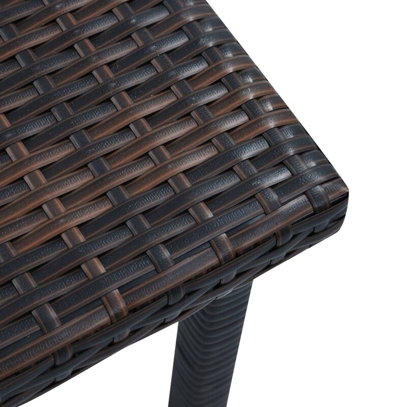 Outdoor Side End Table, 16 Inch Square Top, Woven Brown Poly Rattan - Benzara