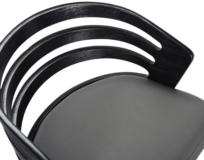 Jayden  Counter Height Swivel Grey Faux Leather and Black Wood Bar Stool