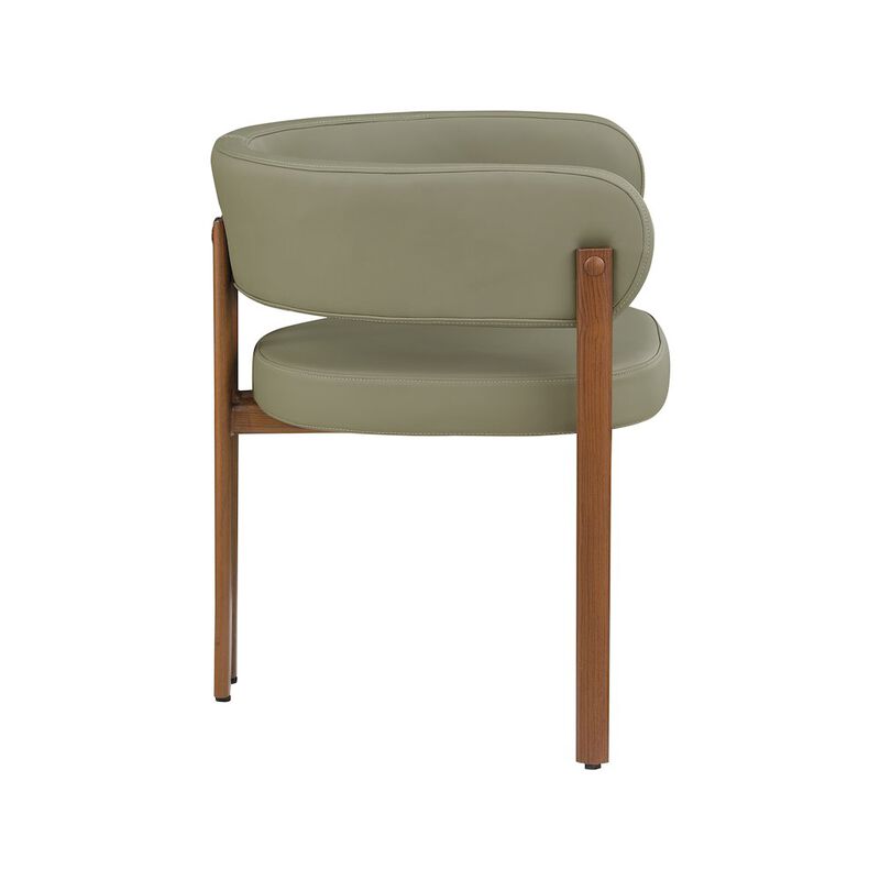 Meridian Furniture Gideon Olive Green Vegan Leather Dining Chair, Set of 2