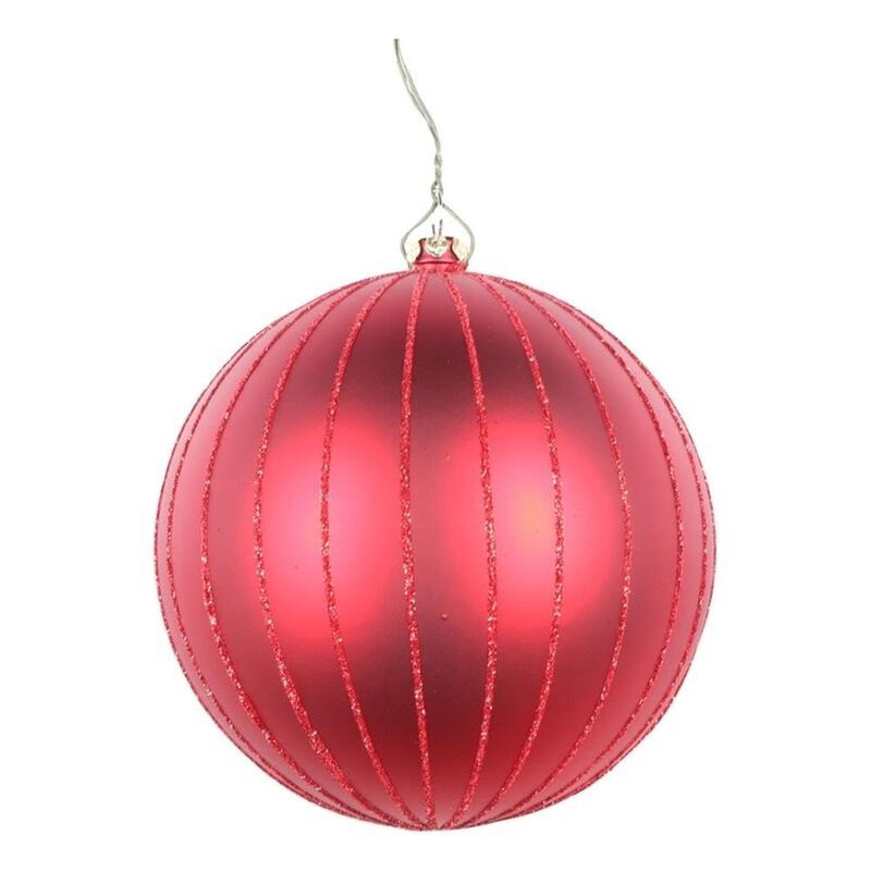 Red Matte Glitter Ball Ornament 4/bag image number 2