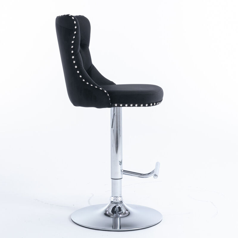 Streamdale Adjustable Swivel Velvet Bar Stools, Set of 2 image number 6