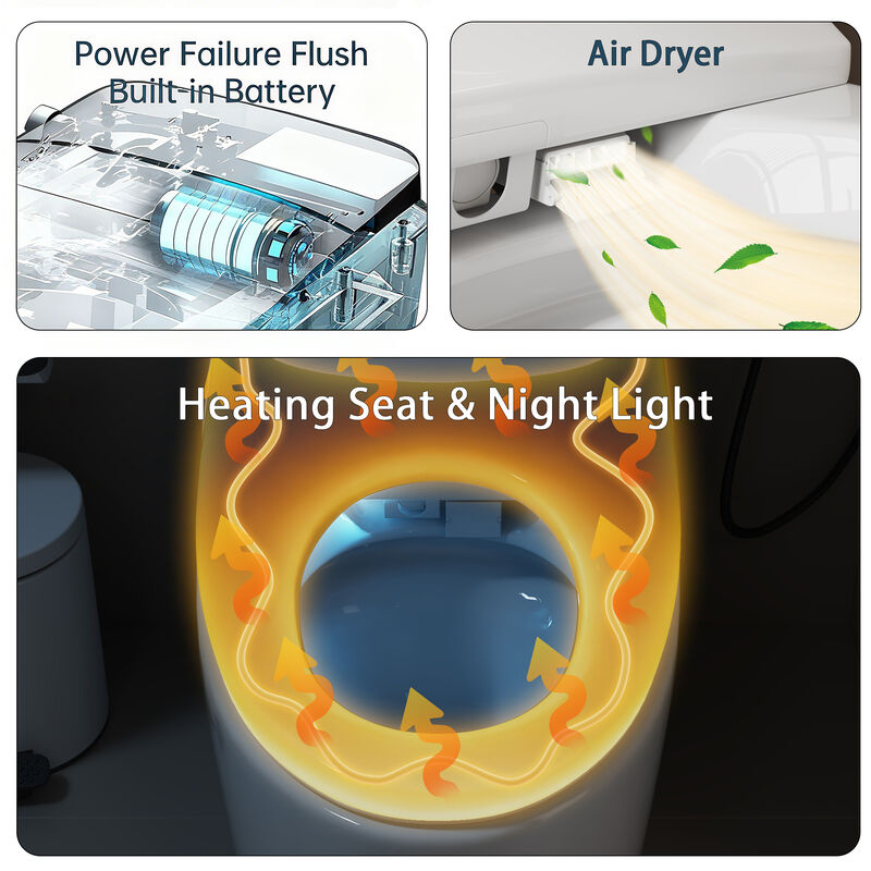 FUFU&GAGA Modern Ceramic Glazing Smart Toilet with Automatic Lid Foot Sensor Flushing Heated Seat and Multifunctional Bidet 26.8 in. W x 16.1 in. D x 18.7 in. H White