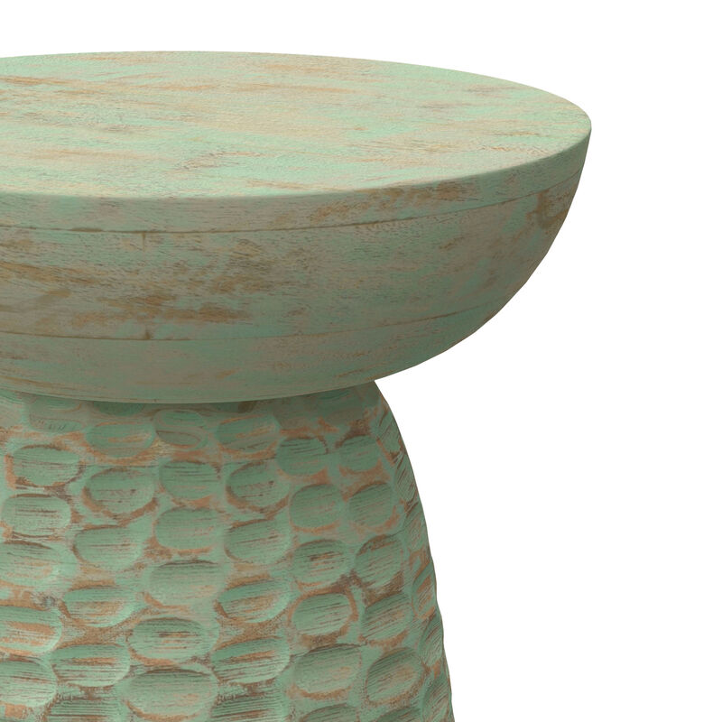 Boyd 13 inch Wide Solid Wood Contemporary Accent Table in Green Wash, Assembled