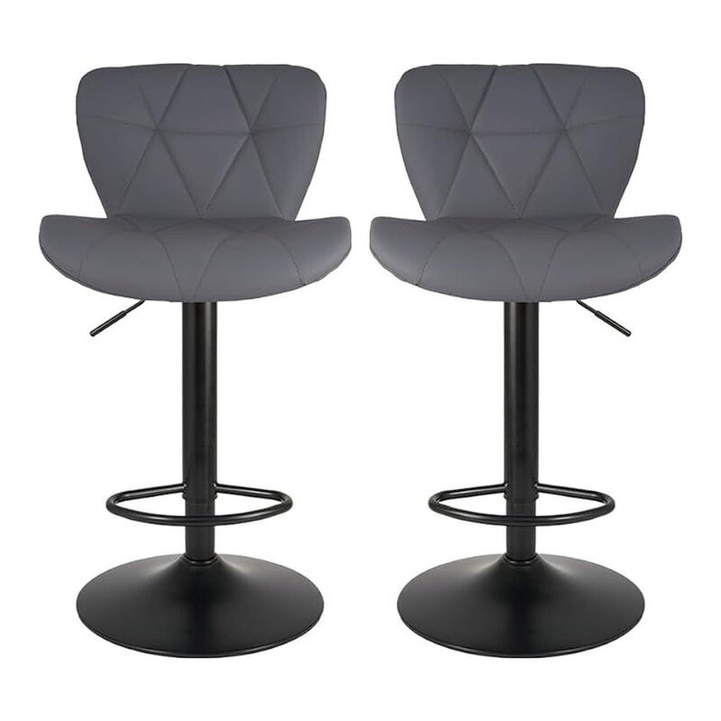 Faux Leather Swivel Bar Stools Set of 2, Adjustable Counter Height Kitchen Chairs, Iron Frame High Backrest 360&deg; Barstools for Kitchen Counter, Outdoor image number 0