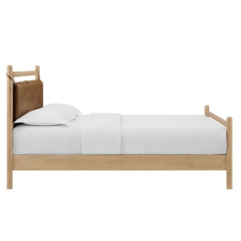 Leni Queen Size Vegan Leather and Wood Platform Bed Frame image number 5