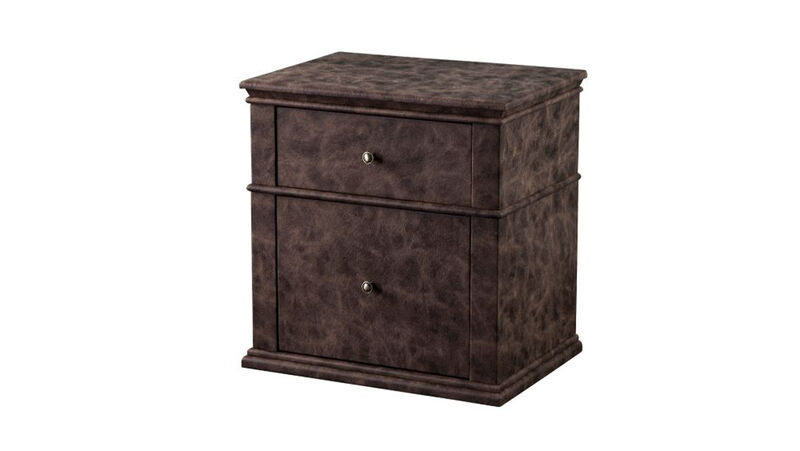 Leatherette Upholstered Wooden Nightstand with Two Drawers, Brown-Benzara