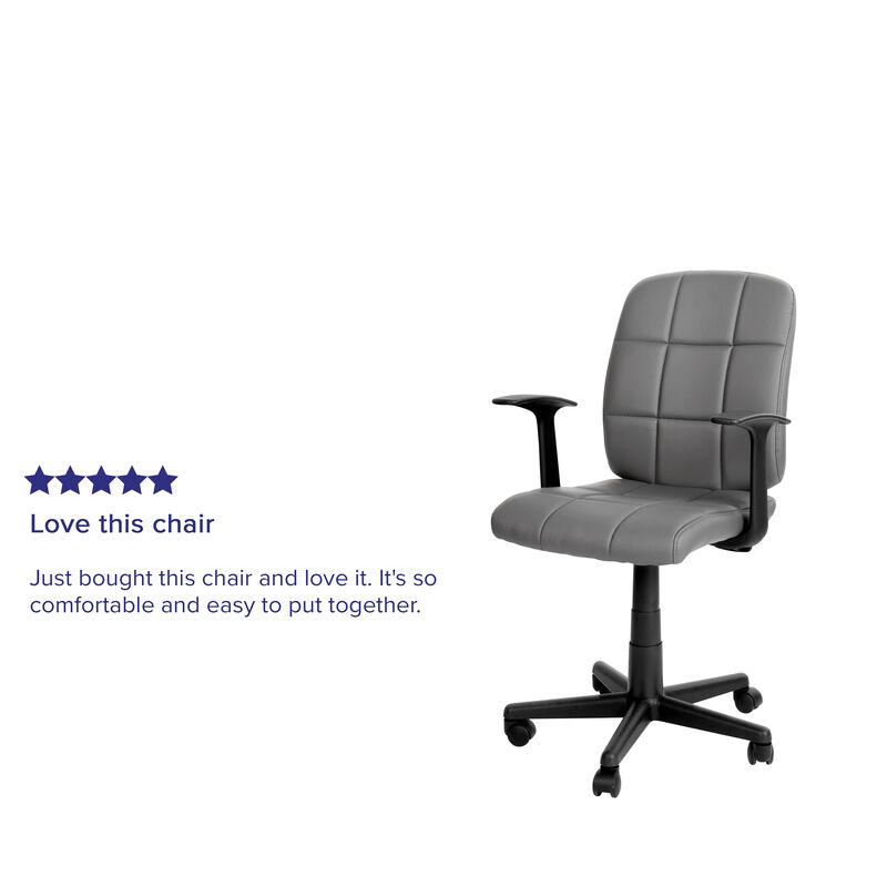 Clayton Mid-Back Quilted Vinyl Swivel Task Office Chair with Arms image number 2