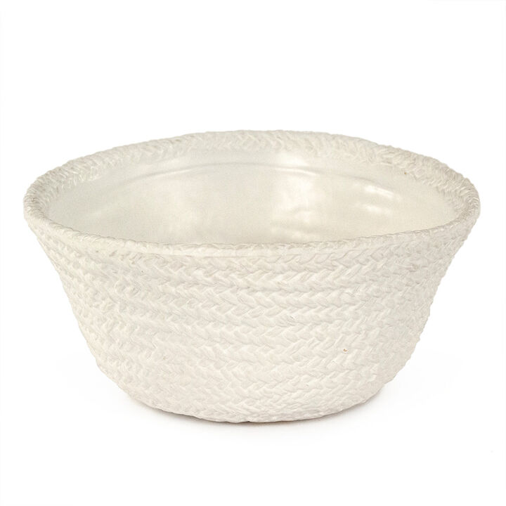 White Cross Weave Bowl Small
