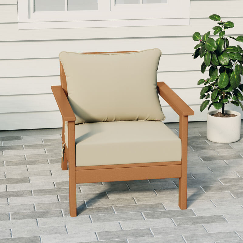 WestinTrends Outdoor Modern HDPE Patio Club Chair with Deep Seat Cushions