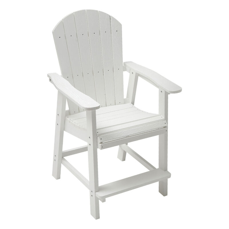 HIPS Bar Chair with Armrest, Patio Bar Chair Set of 2, White