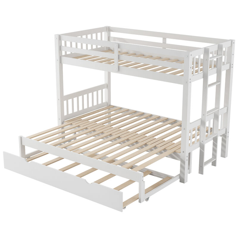 Whisen Twin over Pull-out Bunk Bed with Trundle, Pine Wood, for Kids Teens Bedroom image number 6