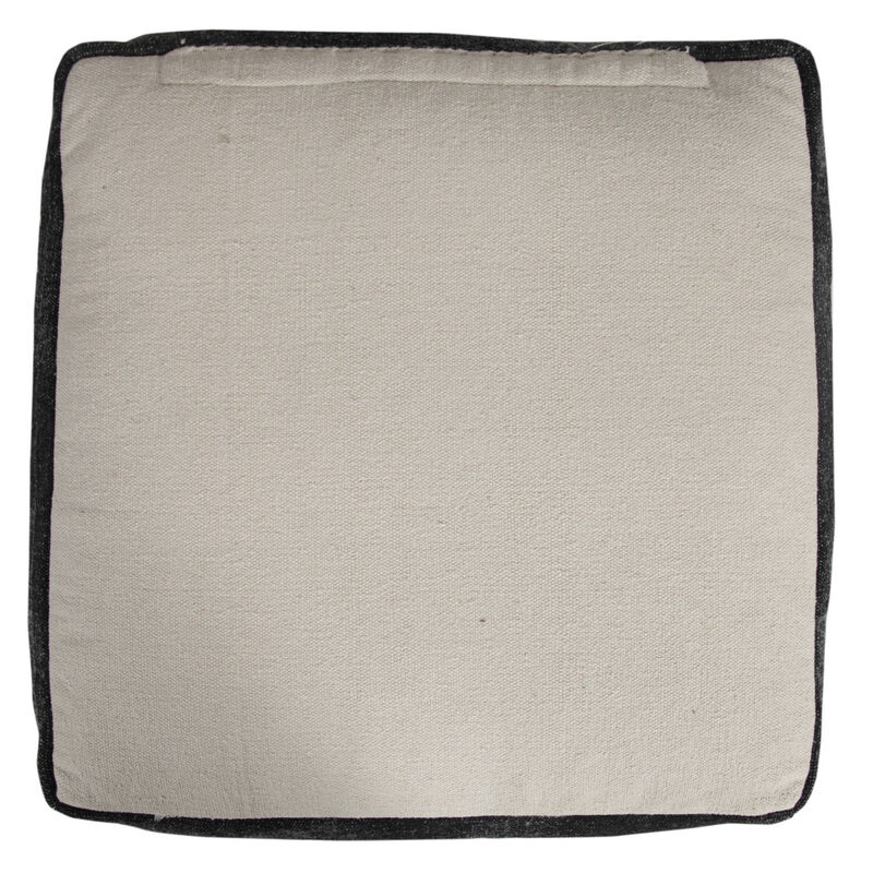 Decorative Cotton Pouf Ottoman – Geometric Upholstered Ottoman for Lounge