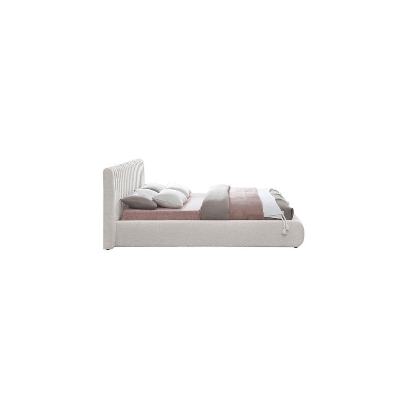 Meridian Furniture Nash Cream Boucle Fabric Queen Bed