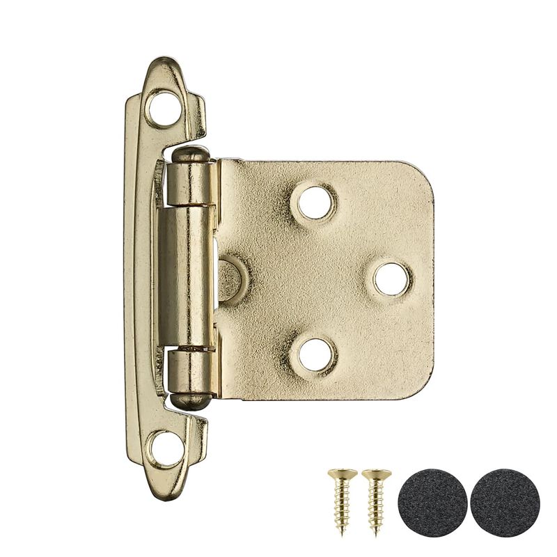 JQK 1/2 Inch Overlay Cabinet Door Hinges Gold, 10 Pack 5 Pairs Flush Face Mount Cupboard Self-Closing Kitchen Cabinet Hinges wit