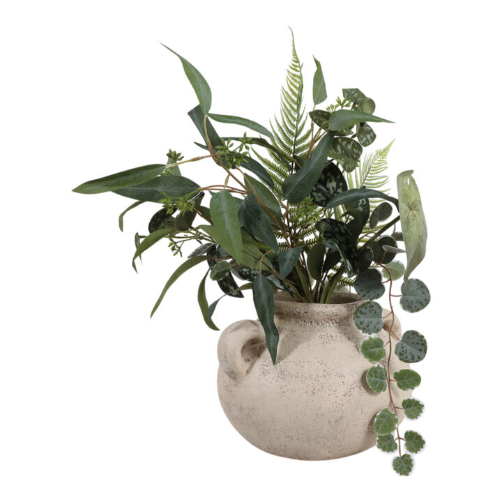 12x8" Terracotta Double Handle Vase, Ivory