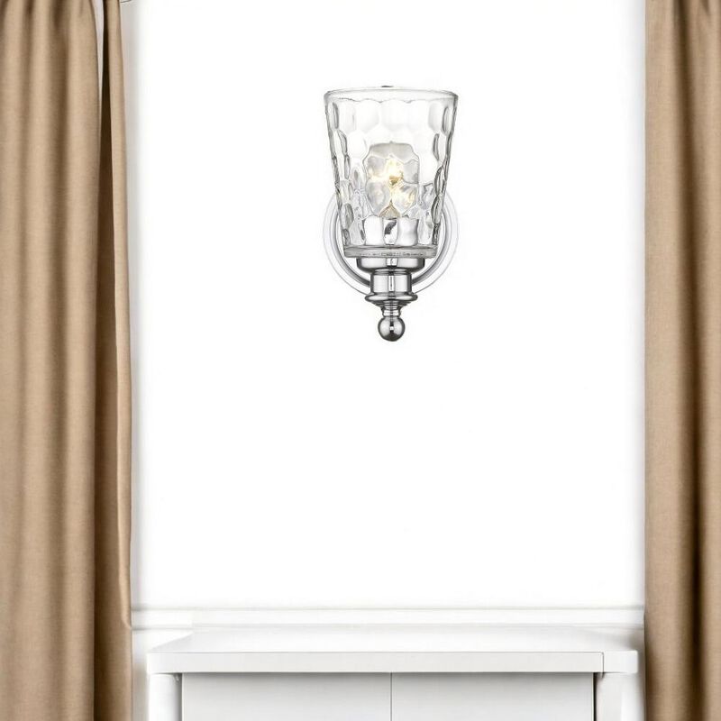 Hivvago Silver Metal and Pebbled Glass Wall Light